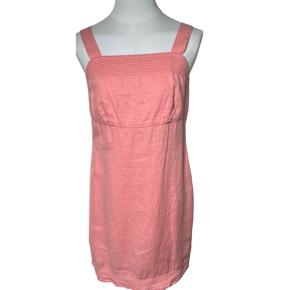 Coral Pink Linen Pintuck Shift‎ Mini Dress Y2K Old Navy Size 1